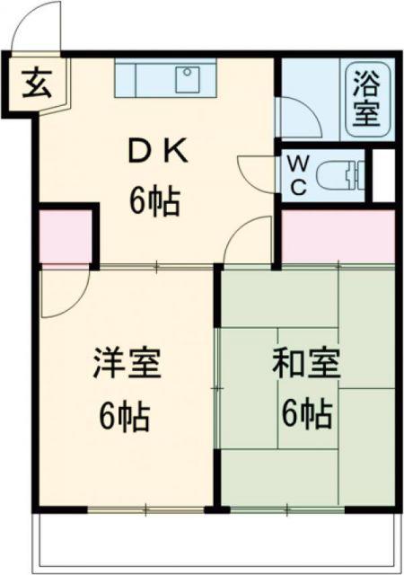 第13杉フラット(2DK/1階)の間取り写真