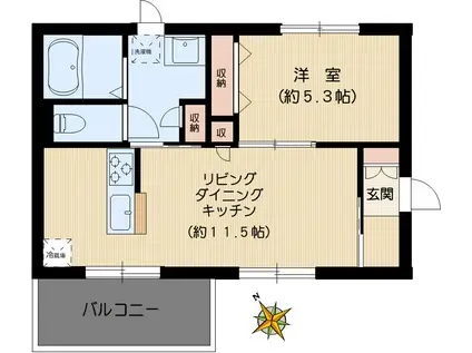 ピアチェーレ小石川(1LDK/3階)の間取り写真