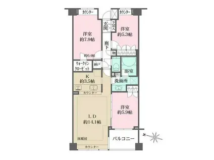 パークハウス千石丸山町(3LDK/5階)の間取り写真