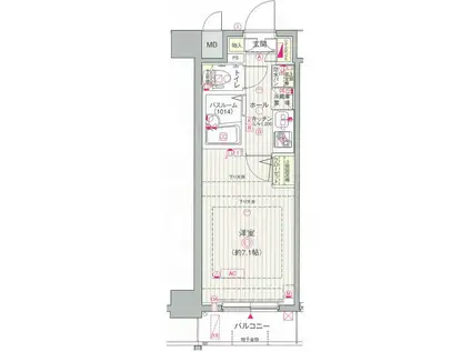 エステムコートKOMAGOME六義園(1K/2階)の間取り写真