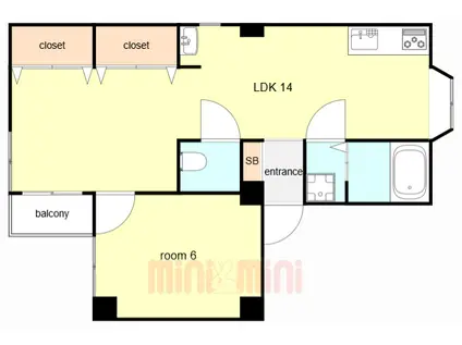 松田マンション(1LDK/3階)の間取り写真