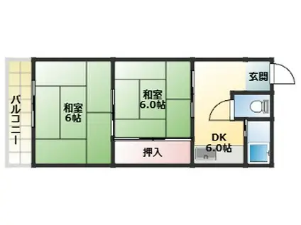 ハイツ山忠(2DK/5階)の間取り写真