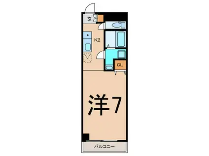 エヴァーグラス旭川(1K/2階)の間取り写真