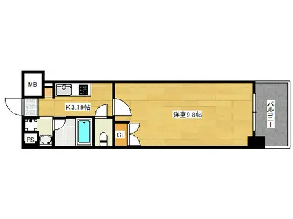 LION平和大通(1K/8階)の間取り写真