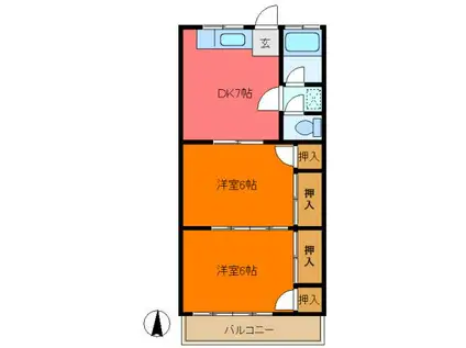 スマイルハイツ(2DK/2階)の間取り写真