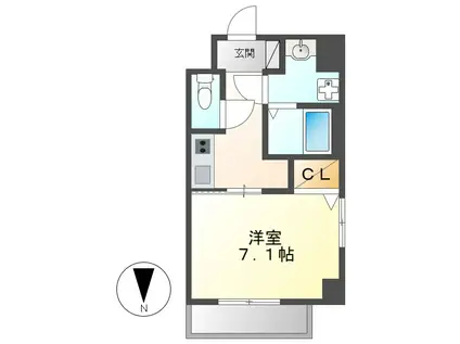 プランドール名駅(1K/2階)の間取り写真