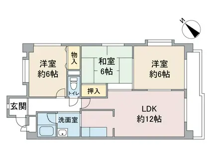 東栄ビル(3LDK/2階)の間取り写真