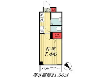 ザ・レジデンス行徳II(1K/2階)の間取り写真