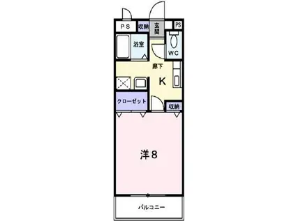 サンビレッジ(1K/4階)の間取り写真