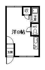 グリーンハイツ B(ワンルーム/1階)の間取り写真