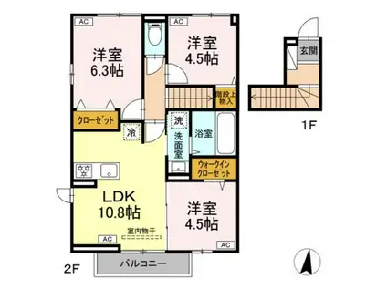 D-ROOM石神井台4丁目PJ A棟(3LDK/2階)の間取り写真