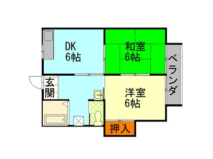 エーデルみわ(2DK/1階)の間取り写真