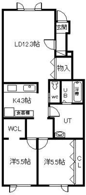 PLEASANTV(2LDK/1階)の間取り写真