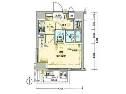 ヴェルト両国(1K/7階)の間取り写真