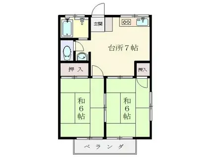 メゾン西平山(2DK/1階)の間取り写真