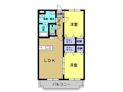 サニーヒルズ春山(2LDK/2階)の間取り写真