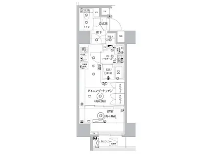 セジョリ東陽町(1DK/4階)の間取り写真