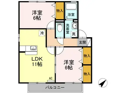 レスパス A棟(2LDK/2階)の間取り写真