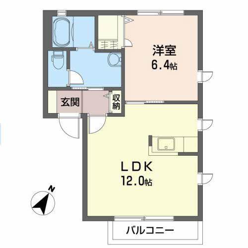サングリーン鹿野V(1LDK/2階)の間取り写真