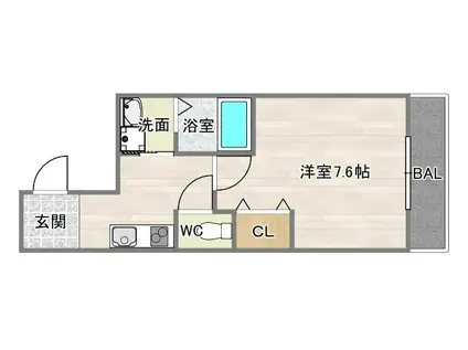 フジパレス遠里小野サウス(1K/3階)の間取り写真