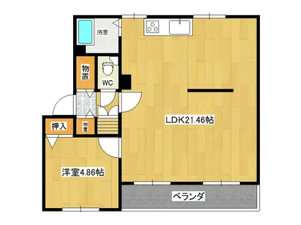 クラージュ春光III(1LDK/5階)の間取り写真