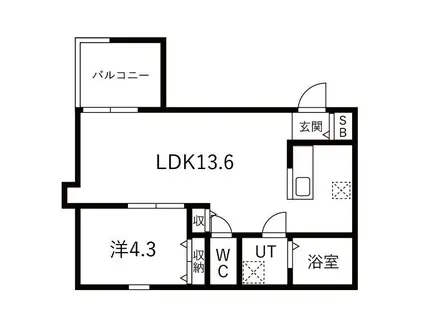 道徳テラス(1LDK/2階)の間取り写真