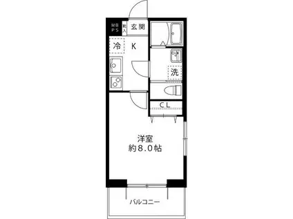 LOCS KUROKAWA(1K/1階)の間取り写真