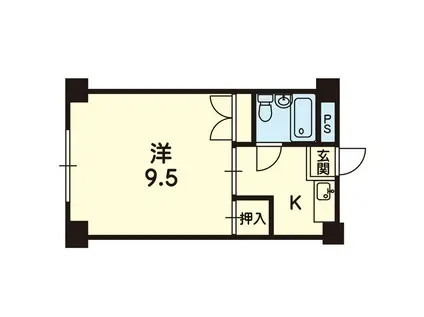 大阿蘇ハイツ(1K/4階)の間取り写真