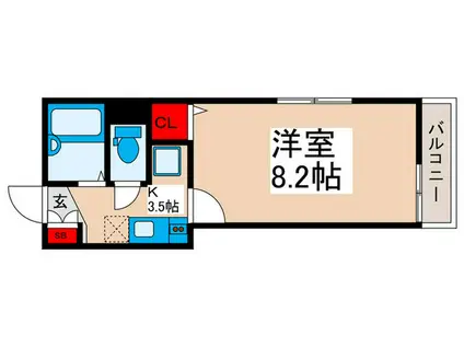 プランドール(1K/1階)の間取り写真