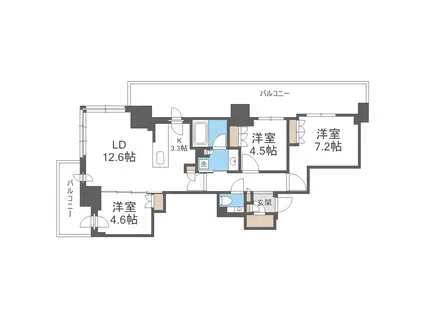 ザ・札幌タワーズ ウエストタワー(3LDK/5階)の間取り写真