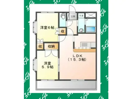 エメラルド・ノービレI(2LDK/3階)の間取り写真