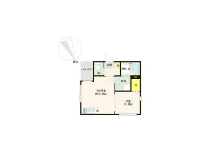 クレール ラフィネ(1DK/2階)の間取り写真