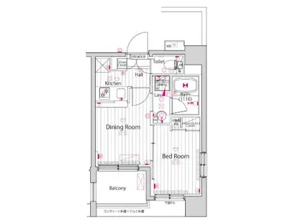 ガーラ・アヴェニュー調布(1DK/10階)の間取り写真