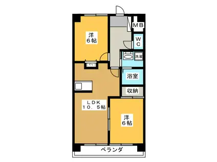 ピアニイ(2LDK/4階)の間取り写真