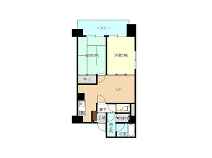 トーカンマンション長田町(2DK/11階)の間取り写真
