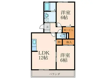 カーサ環(2LDK/3階)の間取り写真