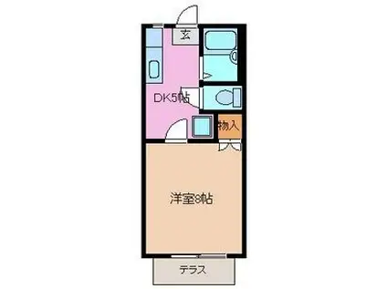 シーサイドフジ(1DK/1階)の間取り写真