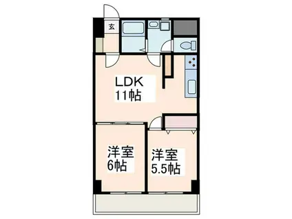 藤ヶ丘マイシティ(2LDK/2階)の間取り写真