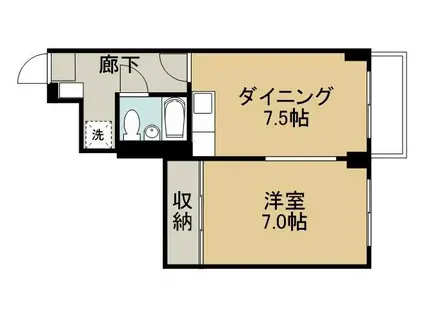 メゾンオピスII(1DK/1階)の間取り写真