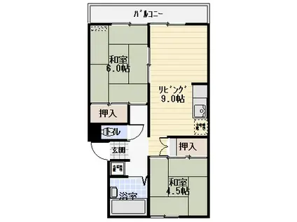 ホワイトプレジール(2LDK/2階)の間取り写真