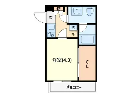 KLEIS西浦和(1K/3階)の間取り写真