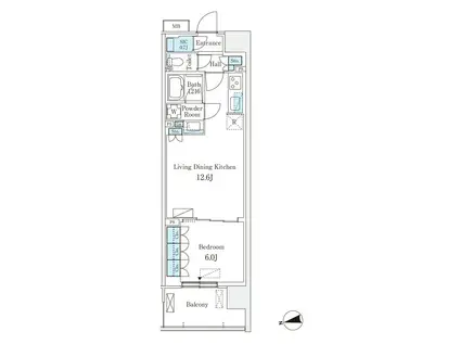 スカイグランデ津田沼(1LDK/5階)の間取り写真