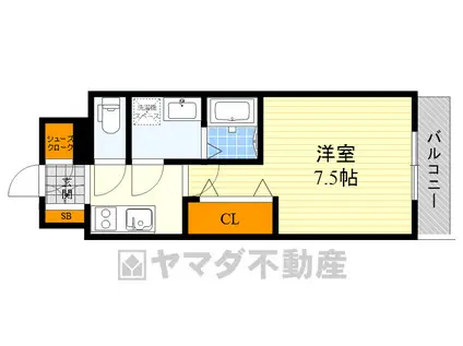 ワールドアイ江坂アルバ(1K/5階)の間取り写真
