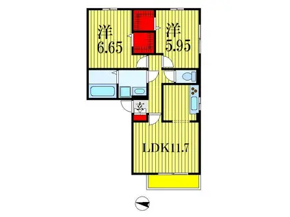 パークサイドSOGA(2LDK/3階)の間取り写真