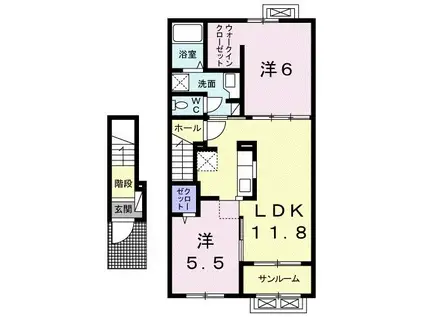 ビオーラ・ユ-II(2LDK/2階)の間取り写真