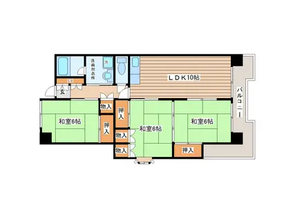 長町南たちばなビル(3LDK/3階)の間取り写真