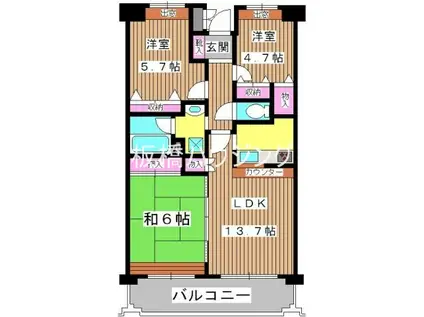 グリーンパレス石川(3LDK/3階)の間取り写真