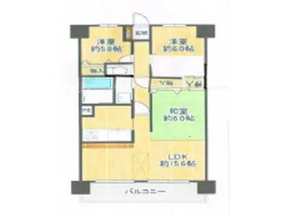 ライオンズマンション金剛寺池台(2LDK/9階)の間取り写真