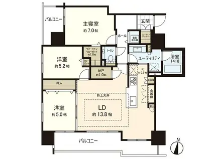 じょうてつアイム札幌ステーションサイト(3LDK/11階)の間取り写真