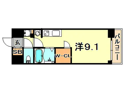 アスヴェル神戸駅前(ワンルーム/9階)の間取り写真